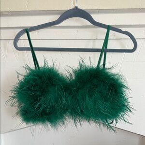 Emerald Feathered Crop Top
